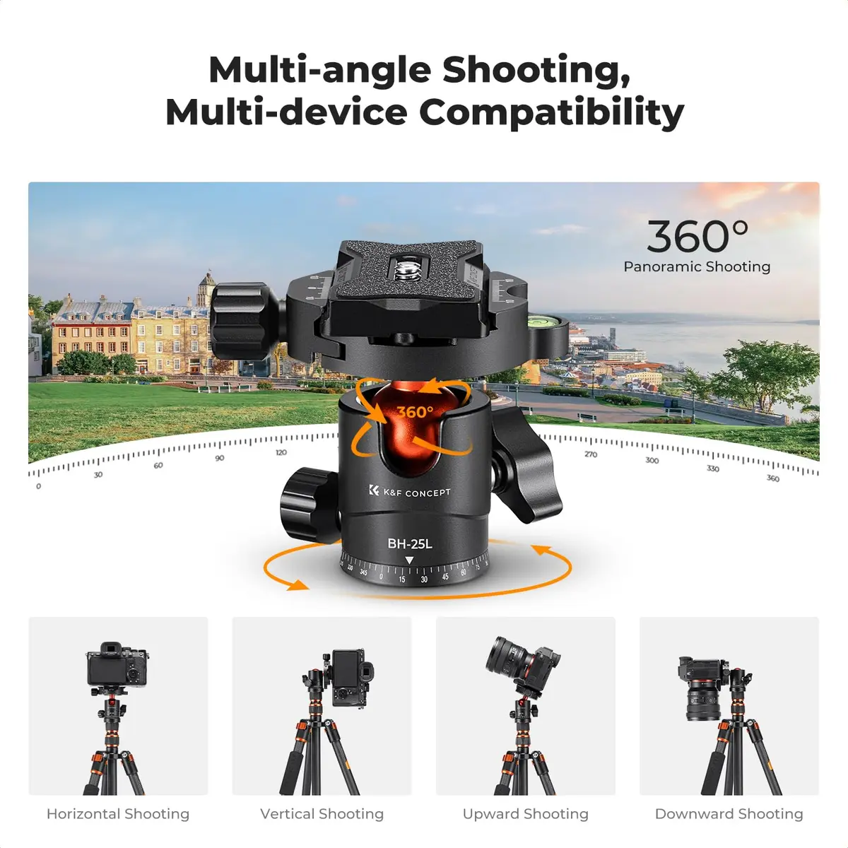 K&F CONCEPT 60" Carbon Fiber Camera Tripod with Detachable Monopod | Lightweight & Stable for DSLR - view 6