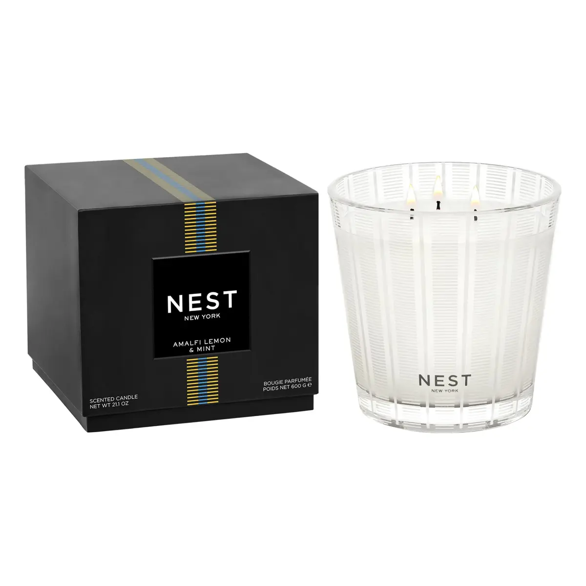 NEST New York Scented 3-Wick Candle, Amalfi Lemon & Mint | Elegant Home Fragrance (70-120 chars) - main product image
