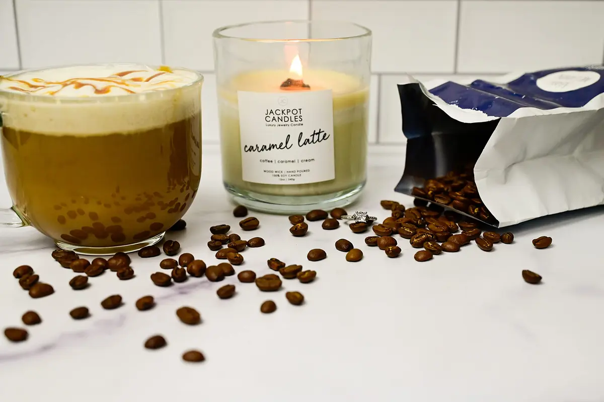 Jackpot Candles Caramel Coffee Latte Candle with Ring Inside (Surprise Jewelry Valued at $15 to $5,000) Ring Size 8 - view 5