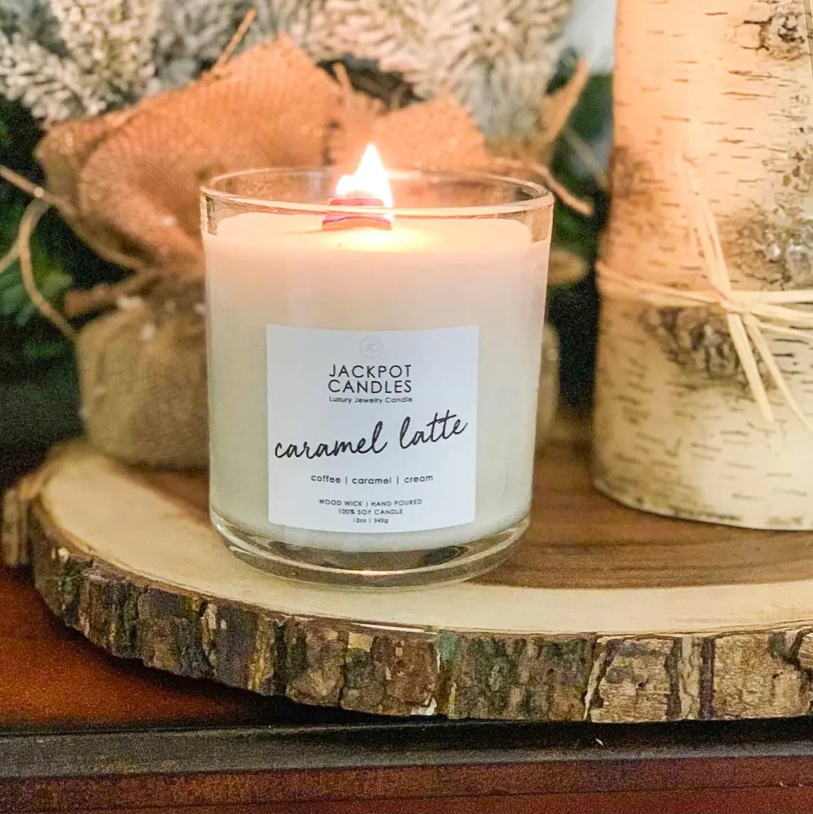 Jackpot Candles Caramel Coffee Latte Candle with Ring Inside (Surprise Jewelry Valued at $15 to $5,000) Ring Size 8 - view 6