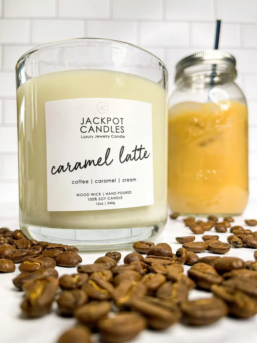 Jackpot Candles Caramel Coffee Latte Candle with Ring Inside (Surprise Jewelry Valued at $15 to $5,000) Ring Size 8 - view 3