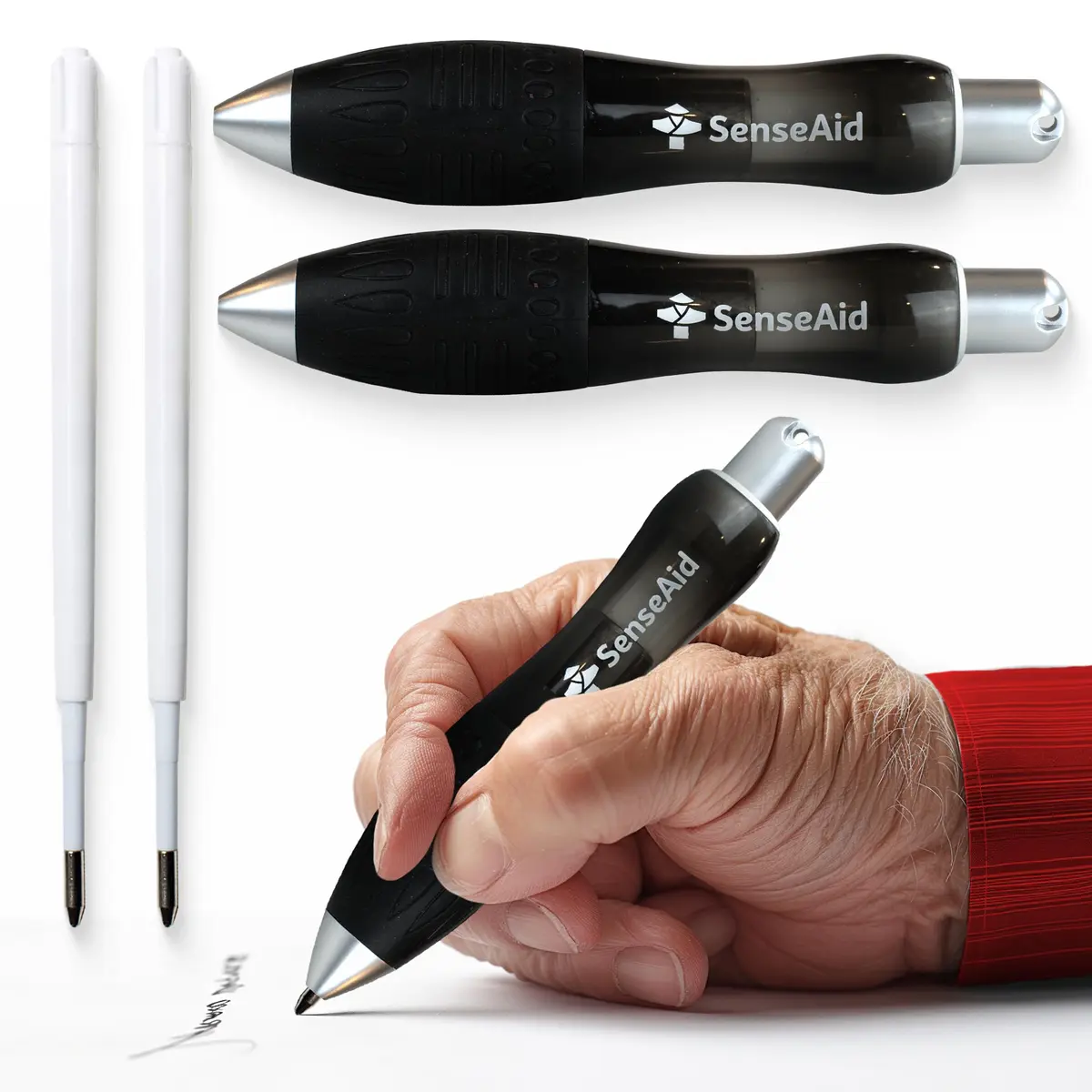 SenseAid Fat Heavy Weighted Pens (2 Pack) | Large Grip for Arthritis & Tremors - main product image