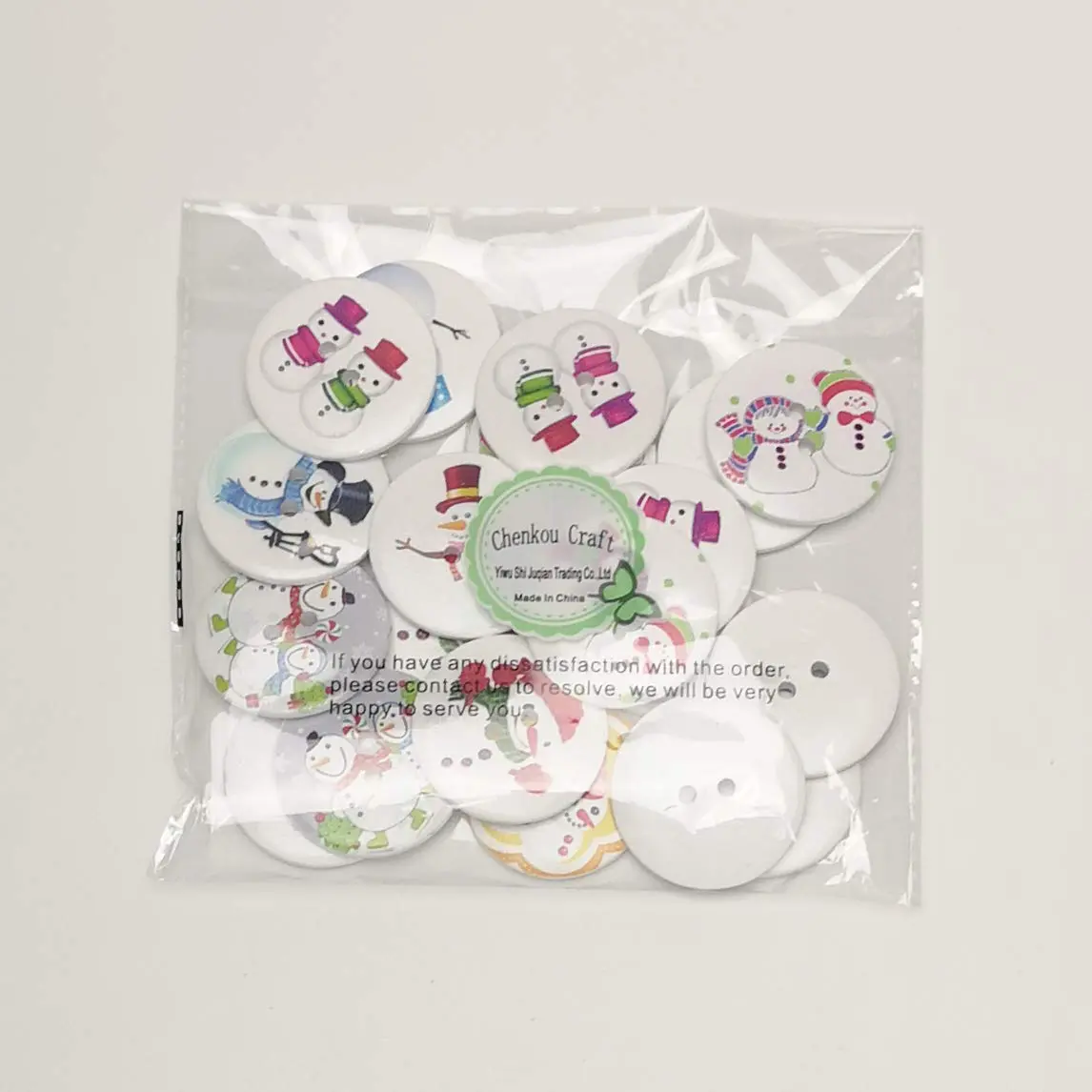 Chenkou Craft Assorted 20pcs 40mm Big Santa & Snowman Wood Buttons | Craft Sewing Mix - view 5