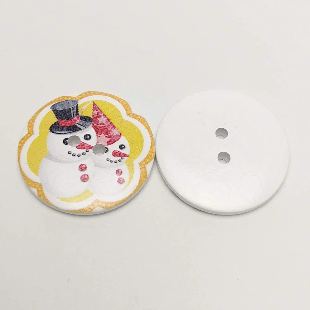 Chenkou Craft Assorted 20pcs 40mm Big Santa & Snowman Wood Buttons | Craft Sewing Mix - view 3
