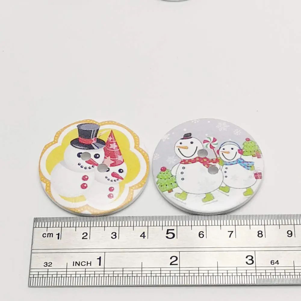 Chenkou Craft Assorted 20pcs 40mm Big Santa & Snowman Wood Buttons | Craft Sewing Mix - view 4