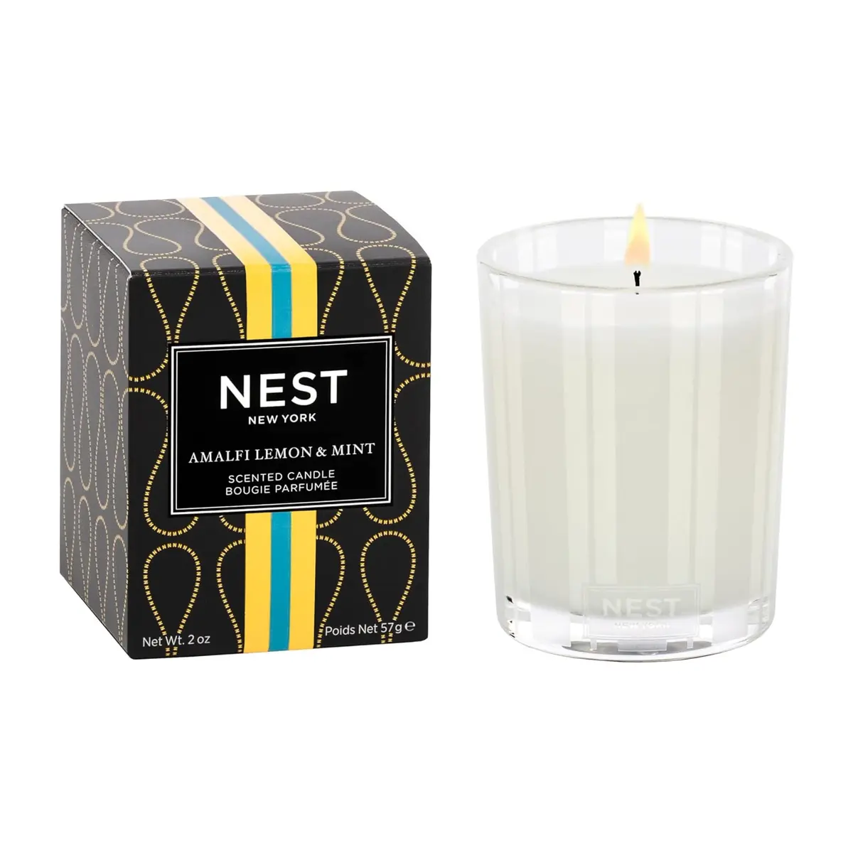 NEST New York Scented Votive Candle, Amalfi Lemon & Mint | 20-28 Hour Burn, Elegant Glass Vessel - main product image