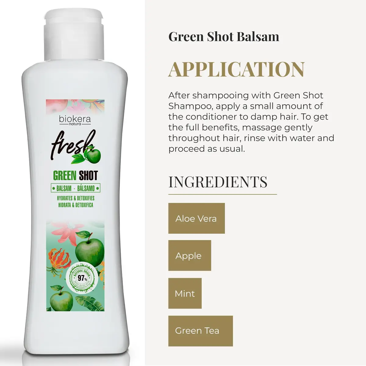 Salerm Green Shot Balm 300 ml | Hydrates & Refreshes Hair with Apple, Green Tea & Aloe Vera - view 4