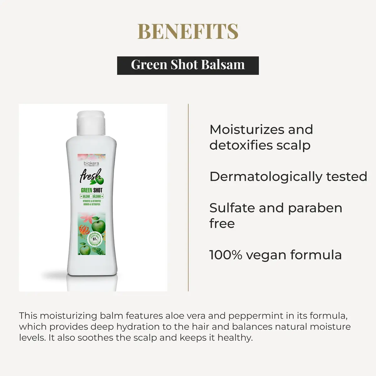 Salerm Green Shot Balm 300 ml | Hydrates & Refreshes Hair with Apple, Green Tea & Aloe Vera - view 3