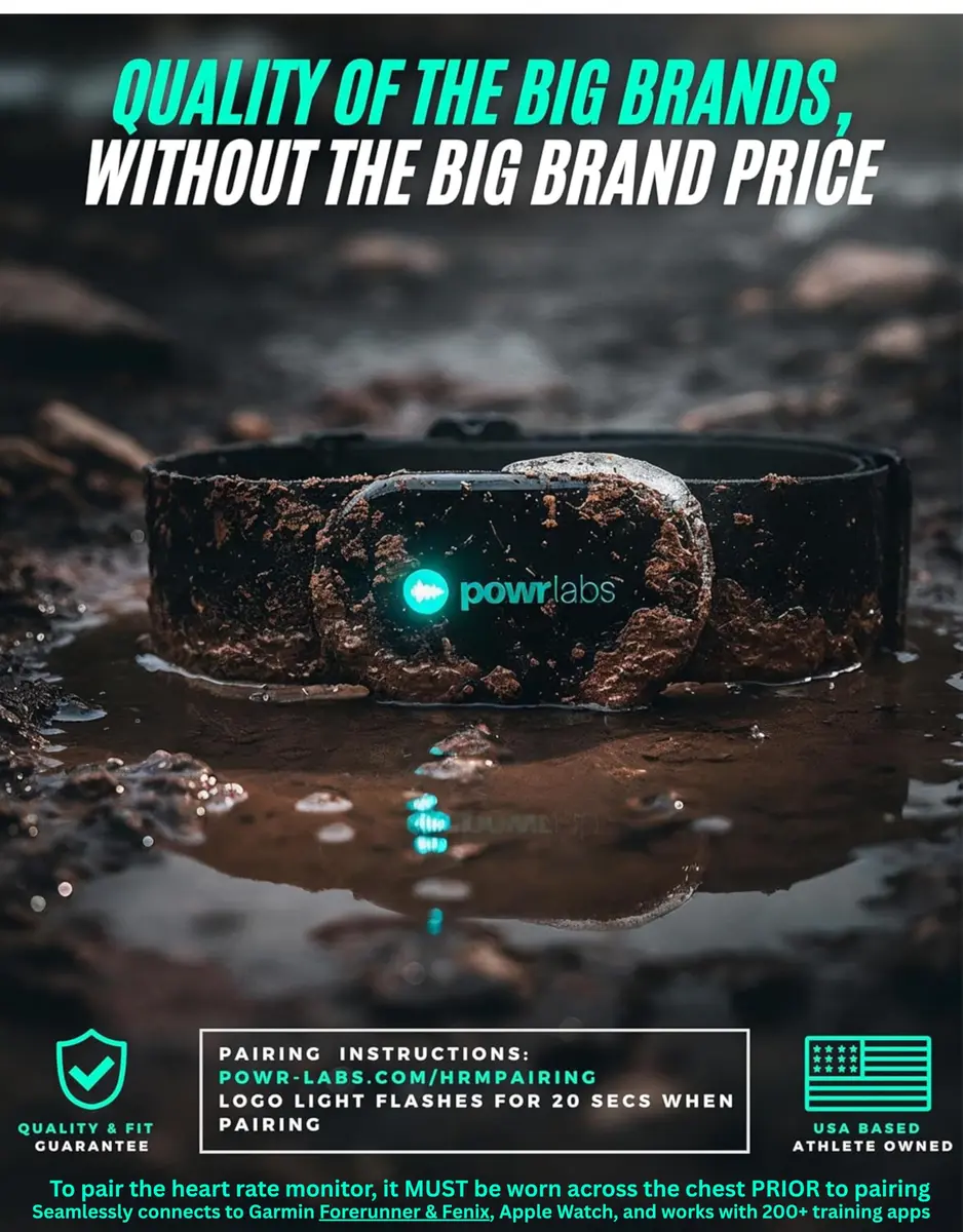 POWR LABS Bluetooth ANT+ Heart Rate Monitor Chest Strap | Dual Connectivity, IPX67 Sweatproof, Adjustable Fit (61 x 1.5 x 0.15 inches) - view 9
