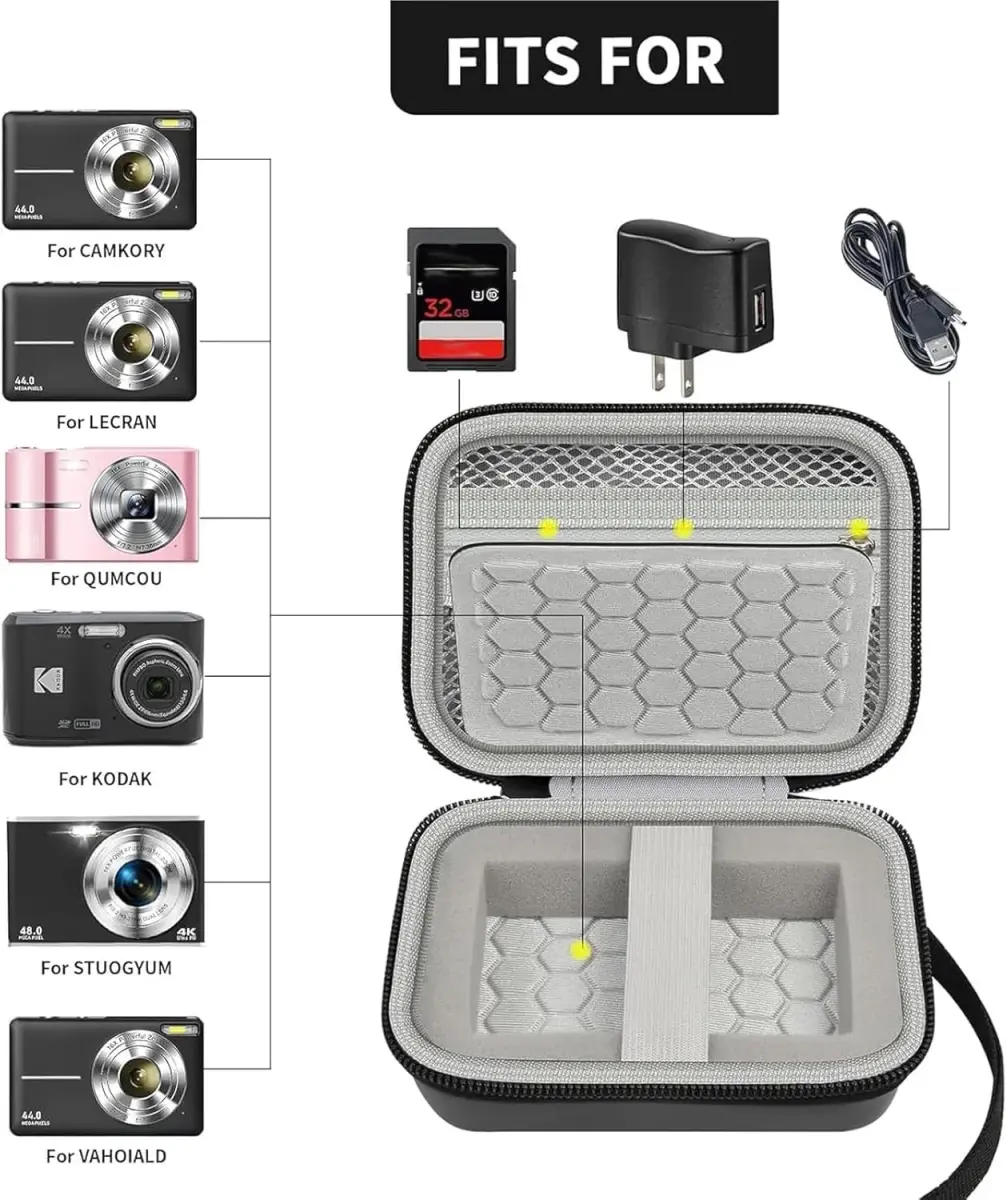 Comecase Black Camera Case for Small Digital Cameras | Fits Kodak FZ55/FZ45, Canon ELPH 180/190, Sony DSCW800/DSCW830 | 12.0cm (4.72") - view 2