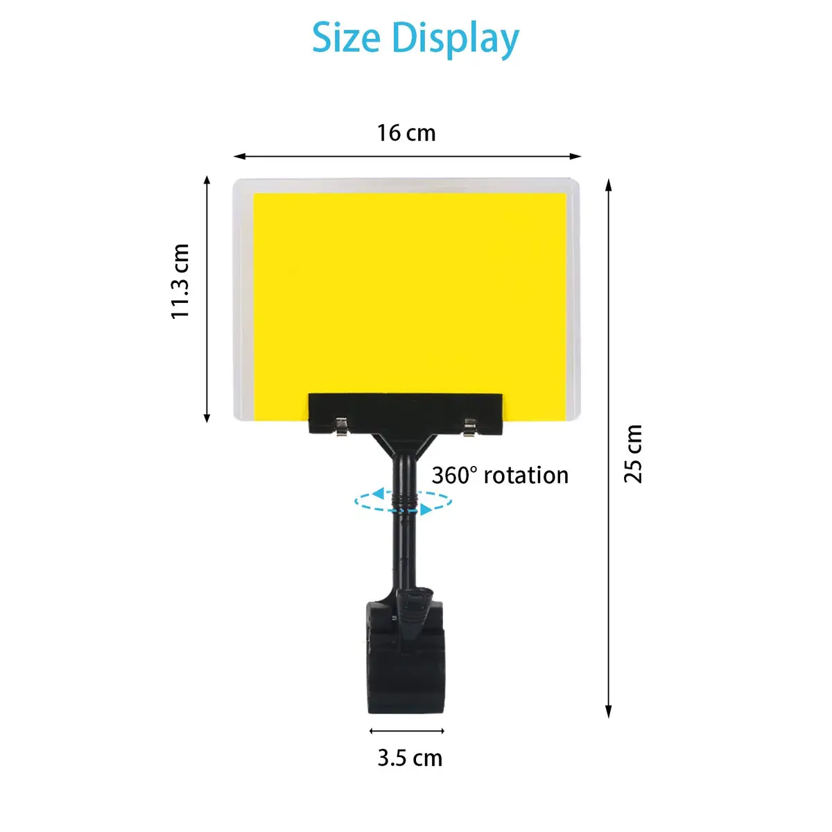 LeeLoon Adjustable Plastic Sign Holder Clip 5 Pcs | 16.5 cm (6.5 inch) Wide, 25 cm (9.8 inch) Tall - view 7