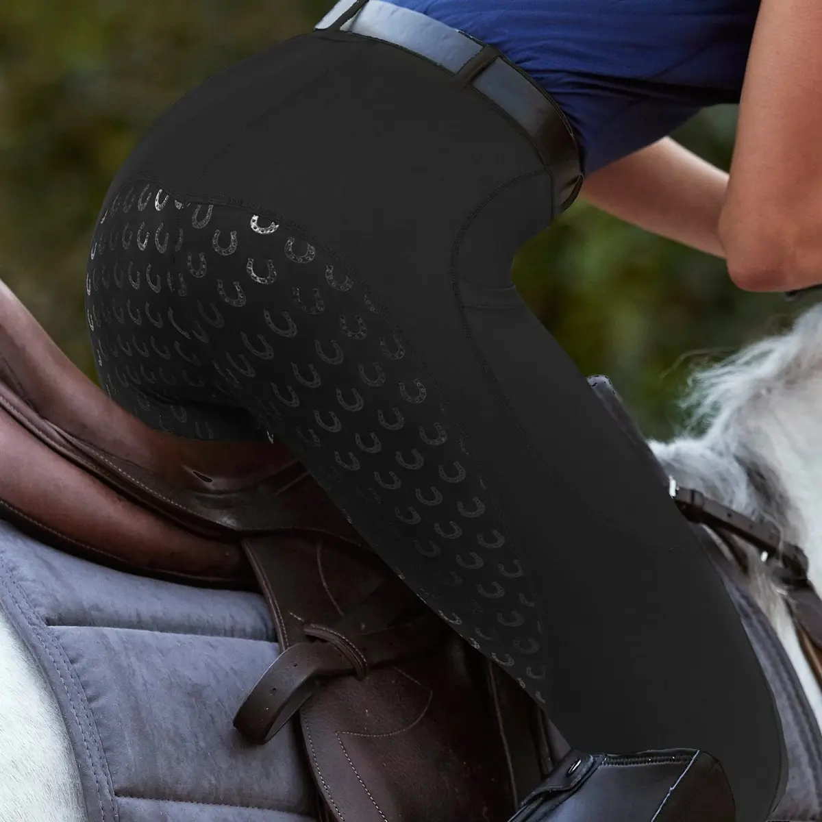 FitsT4 Sports Women's Full Seat Riding Tights Active Silicon Grip Horse Breeches Black XL | Four-Way Stretch & Extra Grip - view 6