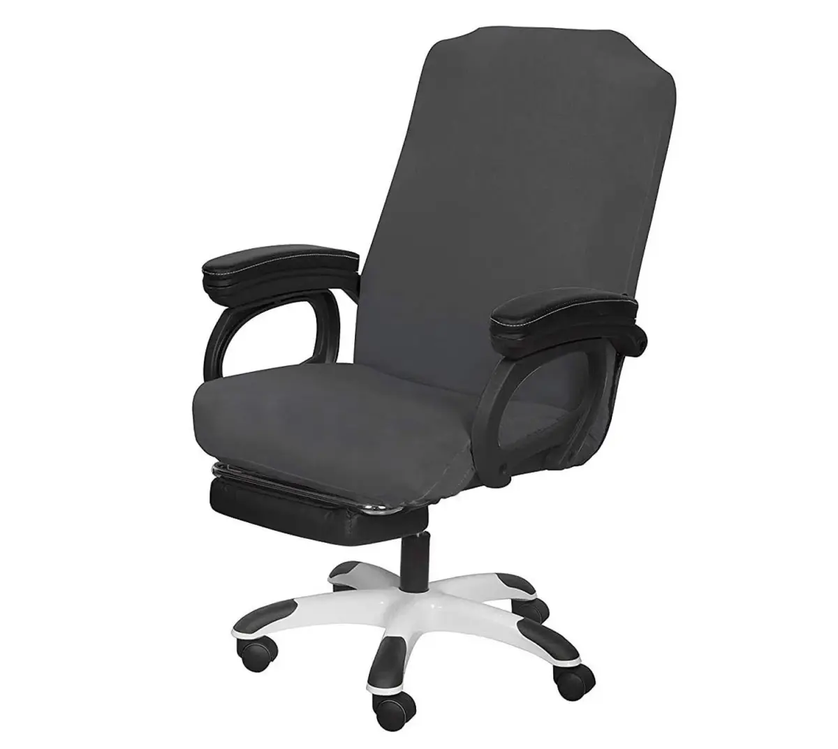 SARAFLORA Large Grey Office Chair Cover - Stretch Fit, Removable, Washable Protector (1 Piece) - main product image