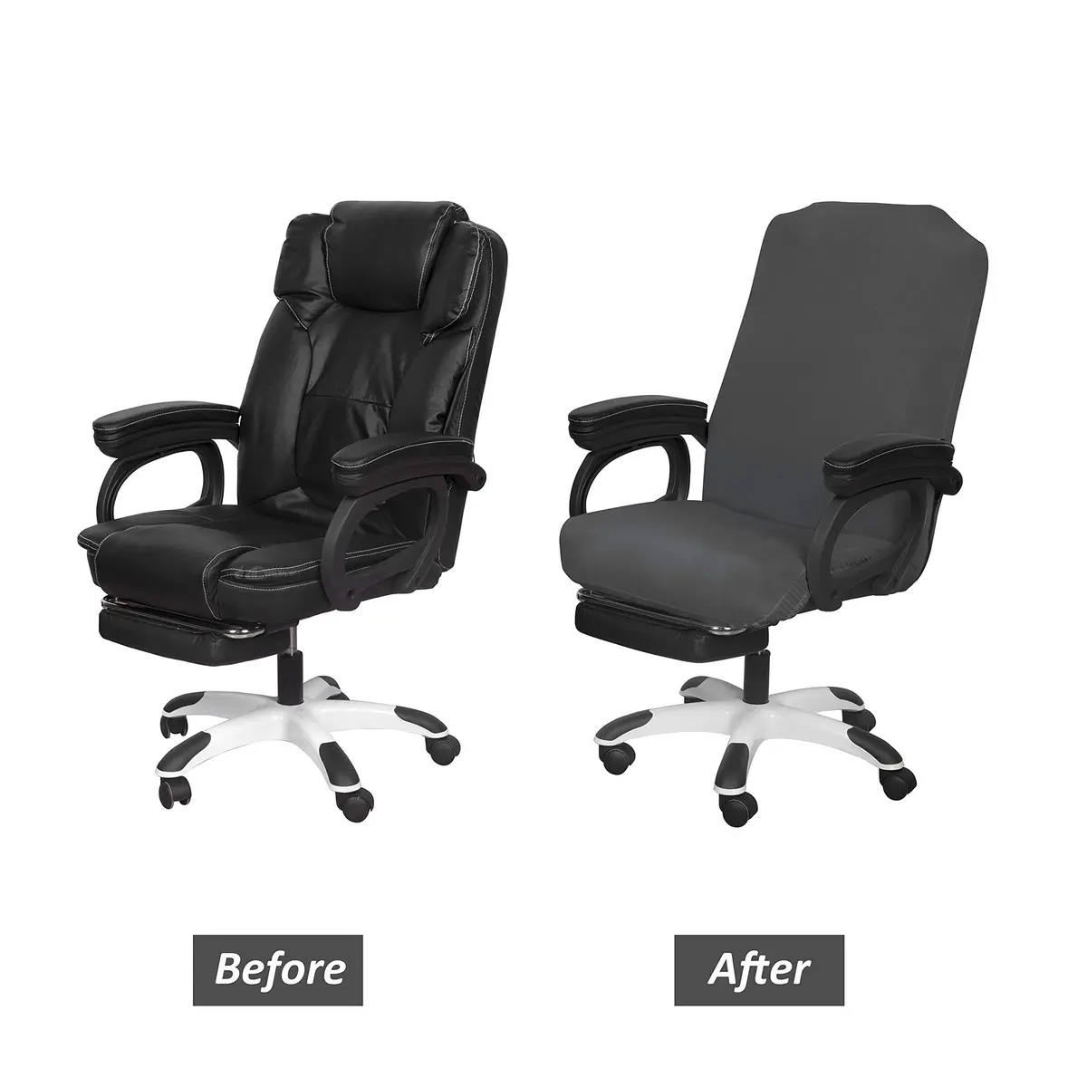 SARAFLORA Office Chair Cover- Large, Grey | Removable & Washable Protector for Office & Study - view 5