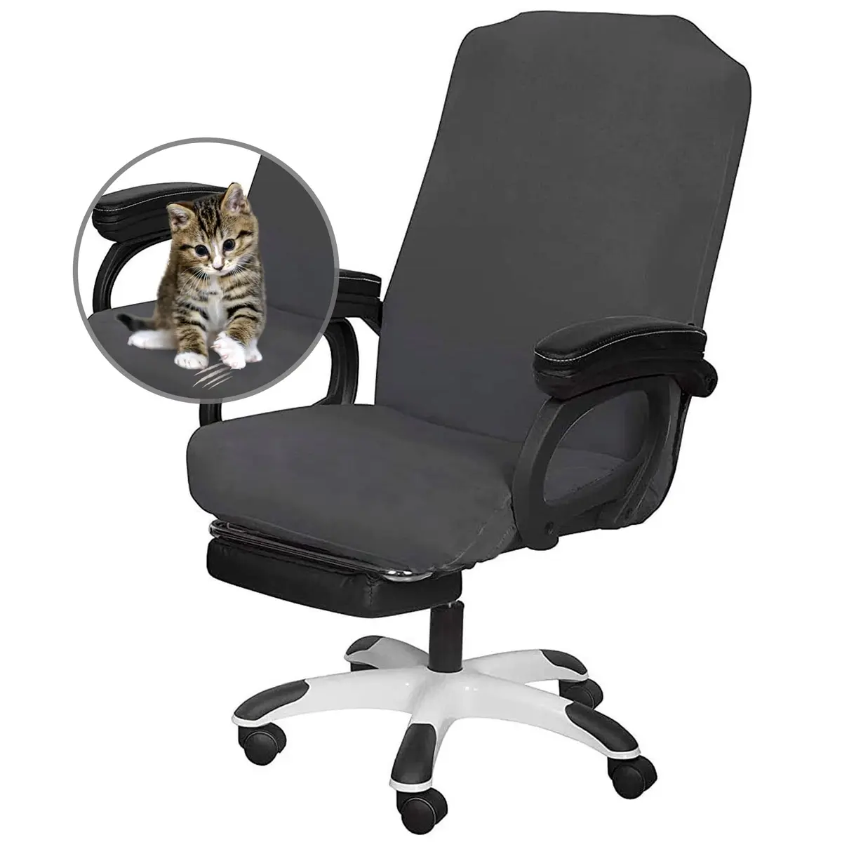 SARAFLORA Office Chair Cover- Large, Grey | Removable & Washable Protector for Office & Study - view 8