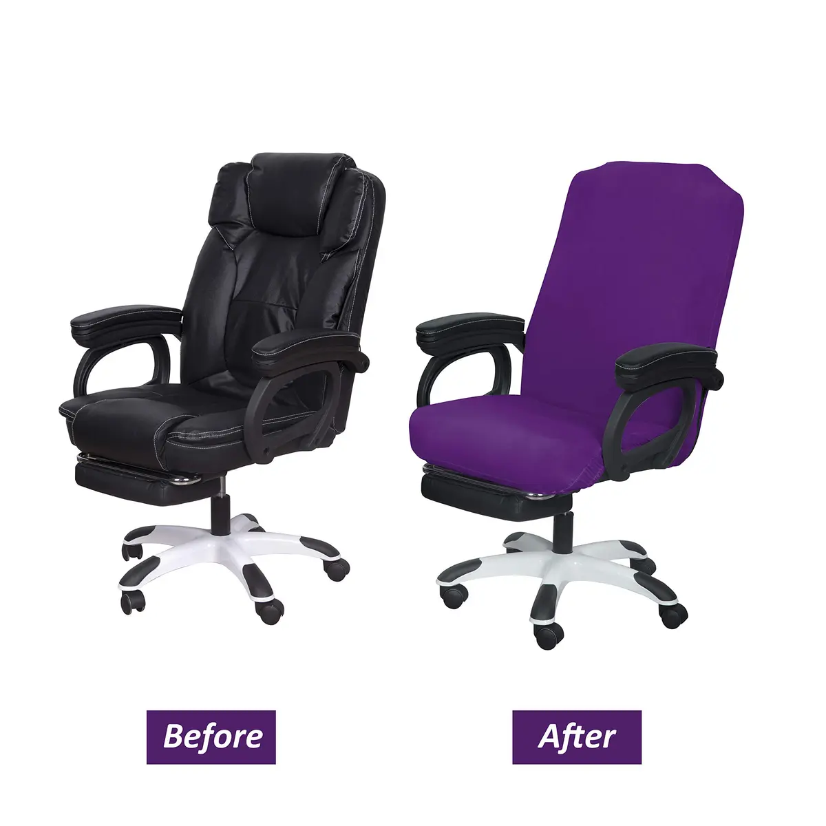 SARAFLORA Purple Office Chair Cover- Large, Removable, Durable, Stretch Fit, Zipper & Elastic, Water Resistant - view 6