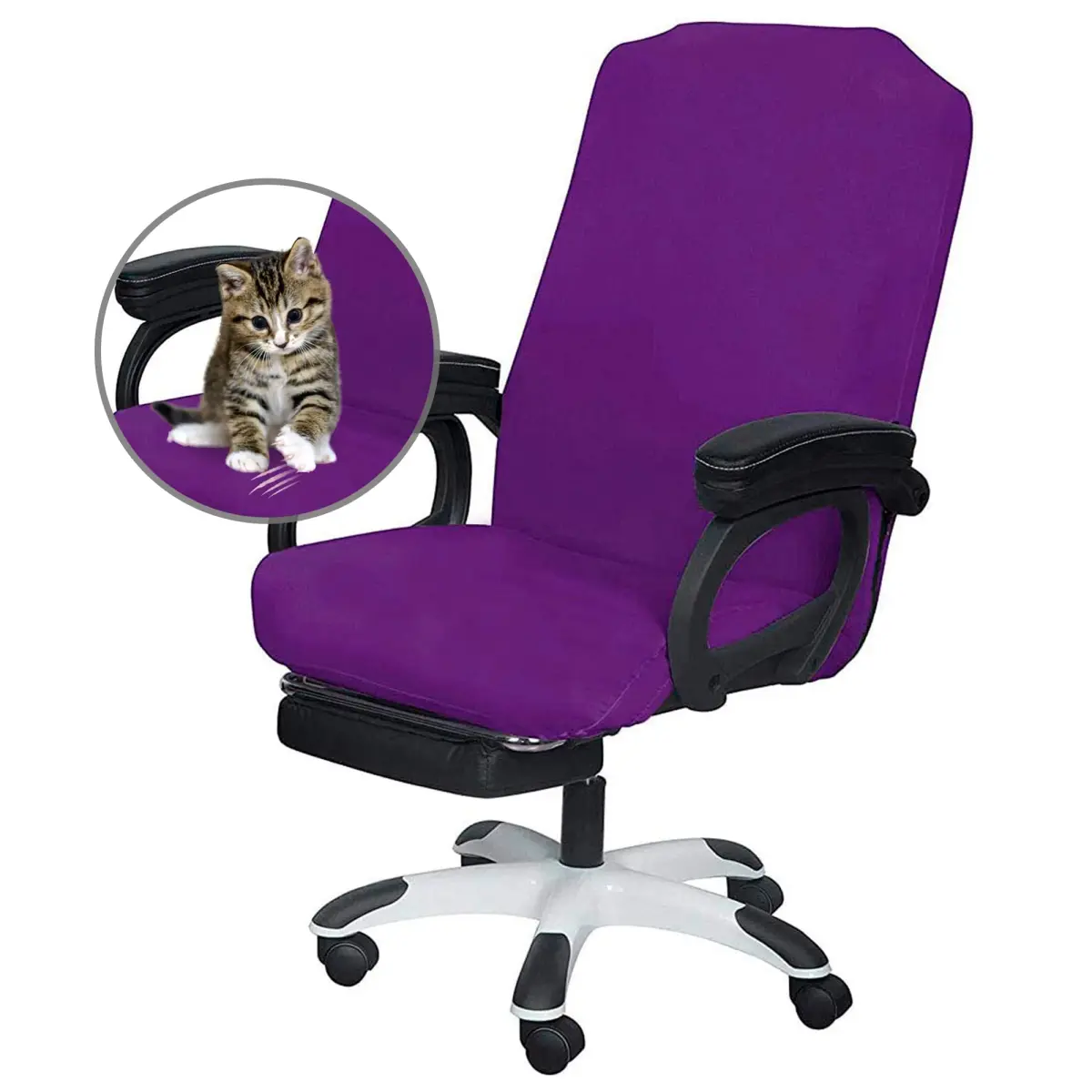 SARAFLORA Purple Large Office Chair Cover - Stretch Fit, Removable, Washable Protector (1 Piece) - view 2