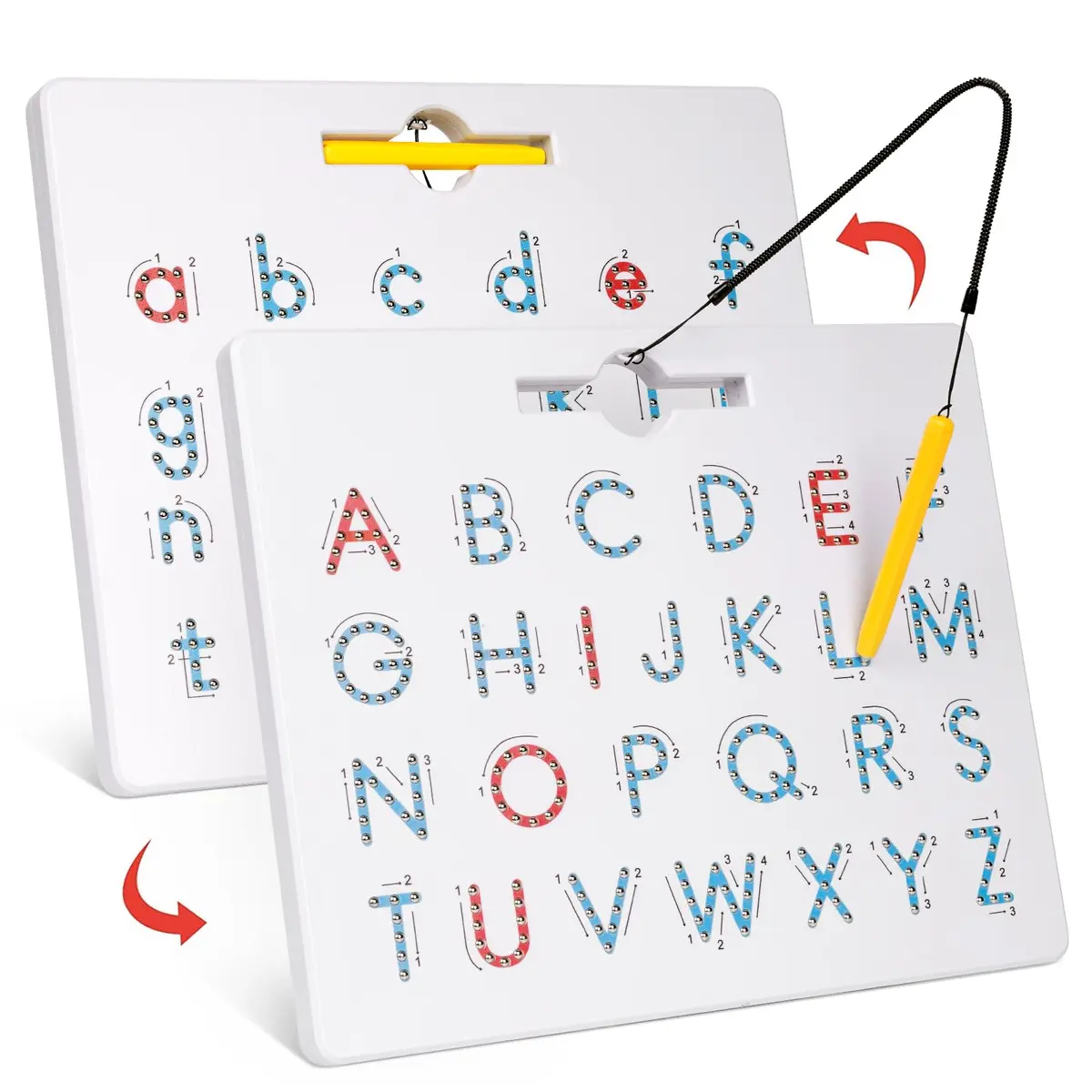 GAMENOTE Magnetic Letter Board Double Sided, ABC Alphabet Tracing Board | 12.5×10 inch, Durable Plastic, Educational Toy for Kids - main product image