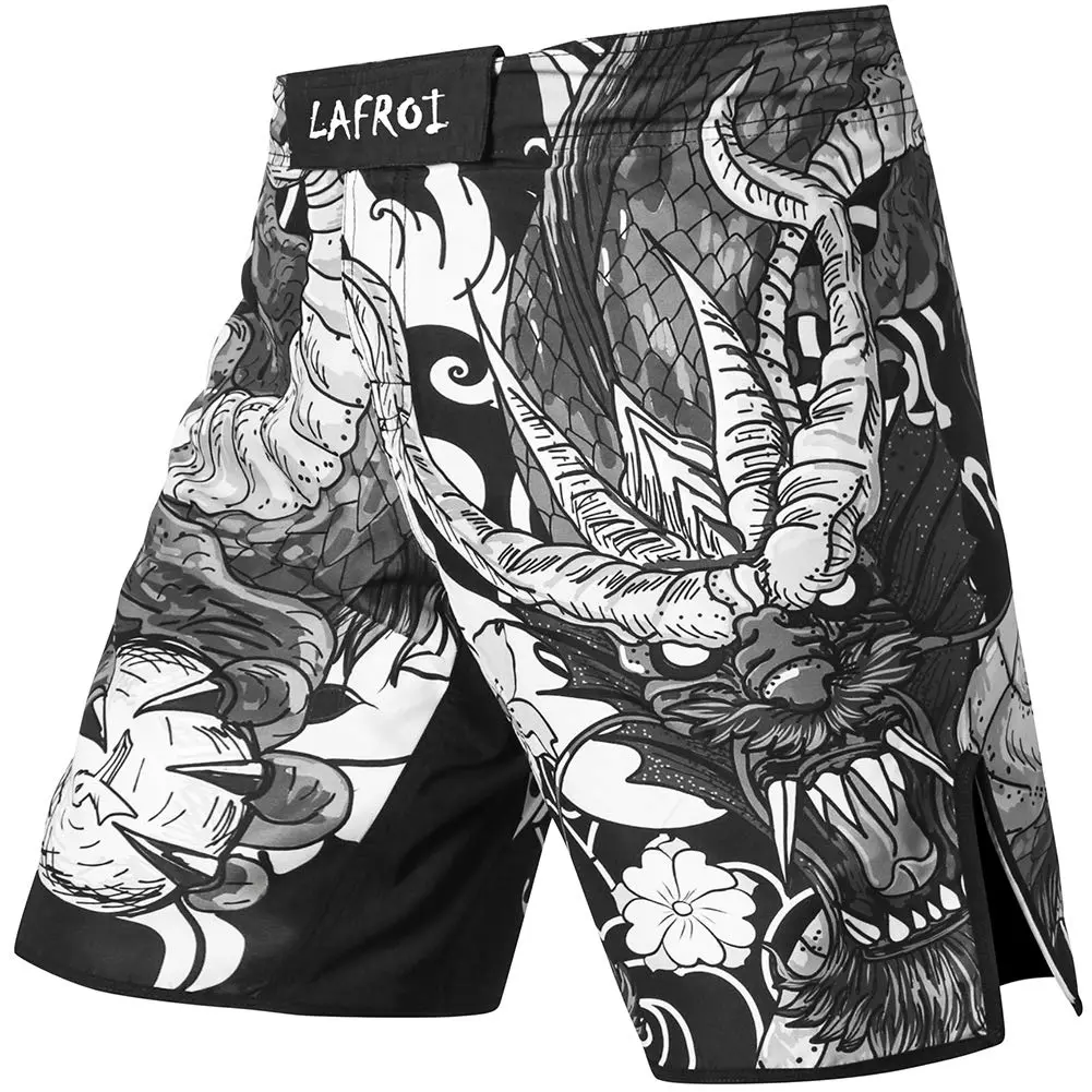 LAFROI Mens MMA Cross Training Boxing Shorts Trunks Fight Wear with Drawstring and Pocket-Dragon, Small | Anti-Tear Microfiber - main product image