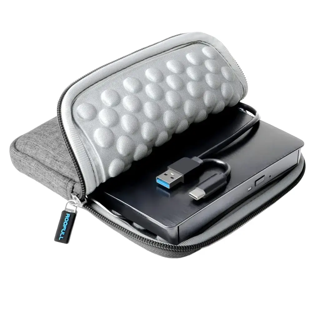 ROOFULL External CD DVD Drive with Carrying Case | USB 3.0 Type-C for Laptop & PC - main product image