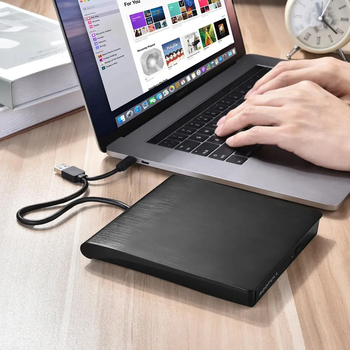 ROOFULL External CD DVD Drive with Carrying Case | USB 3.0 Type-C for Laptop & PC - view 5