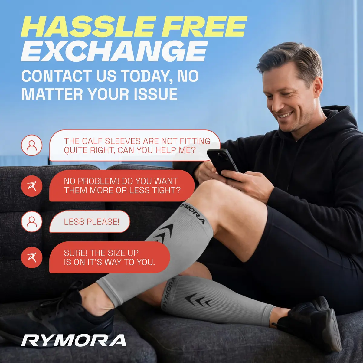 Rymora Calf Compression Sleeves for Men & Women (Pair) (Grey) (Medium) | Graduated Support for Shin Splints & Recovery - view 9