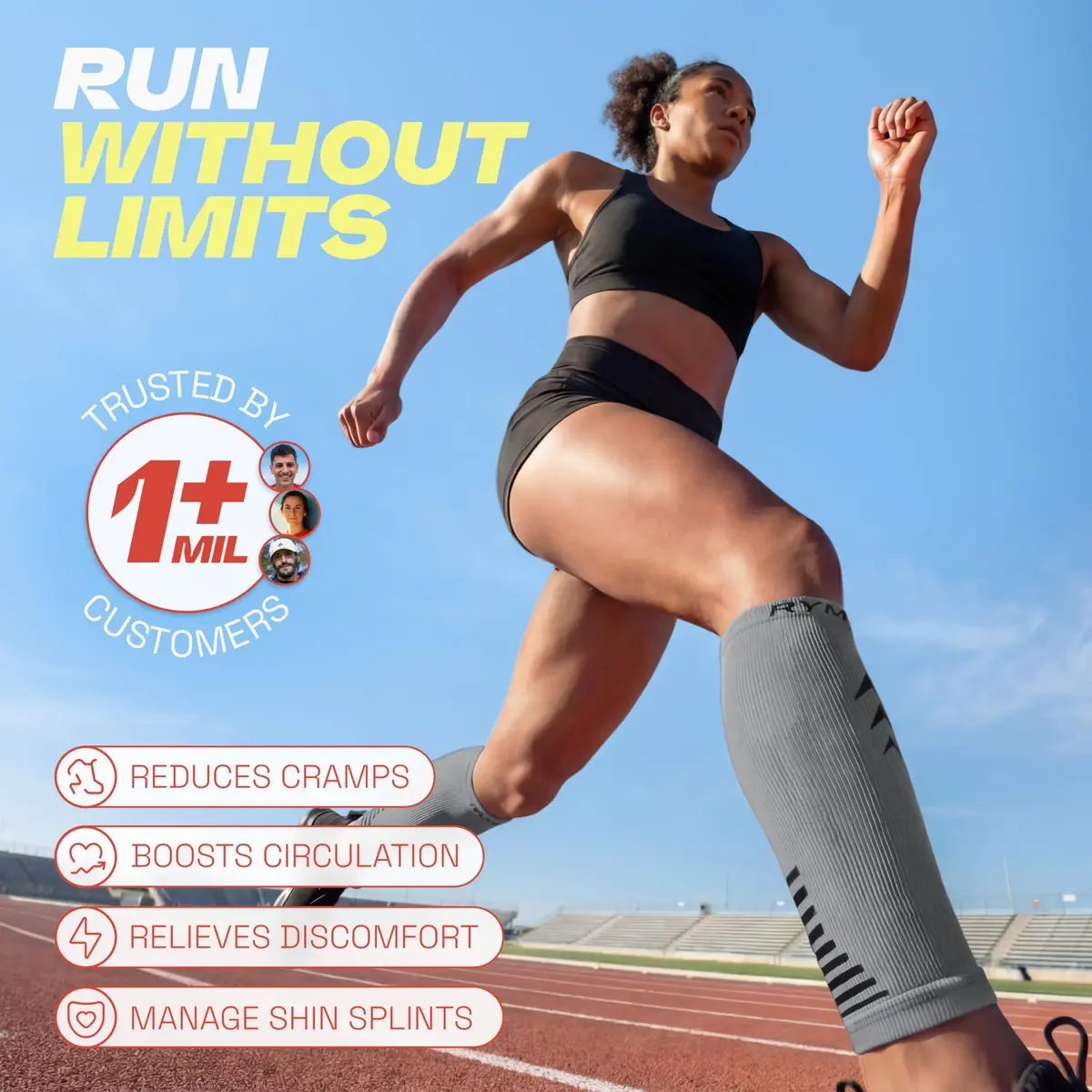 Rymora Calf Compression Sleeves for Men & Women (Pair) (Grey) (Medium) | Graduated Support for Shin Splints & Recovery - view 2