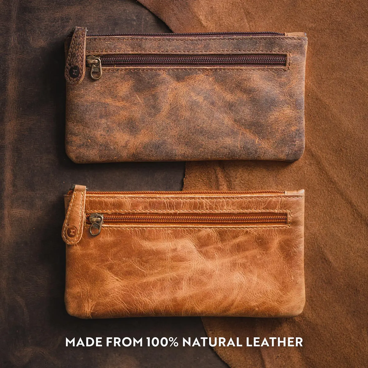 moonster Full-Grain Buffalo Leather Pen Case, 8x4 Inch | Handmade Small Leather Pouch for Pens & Stationery - view 9