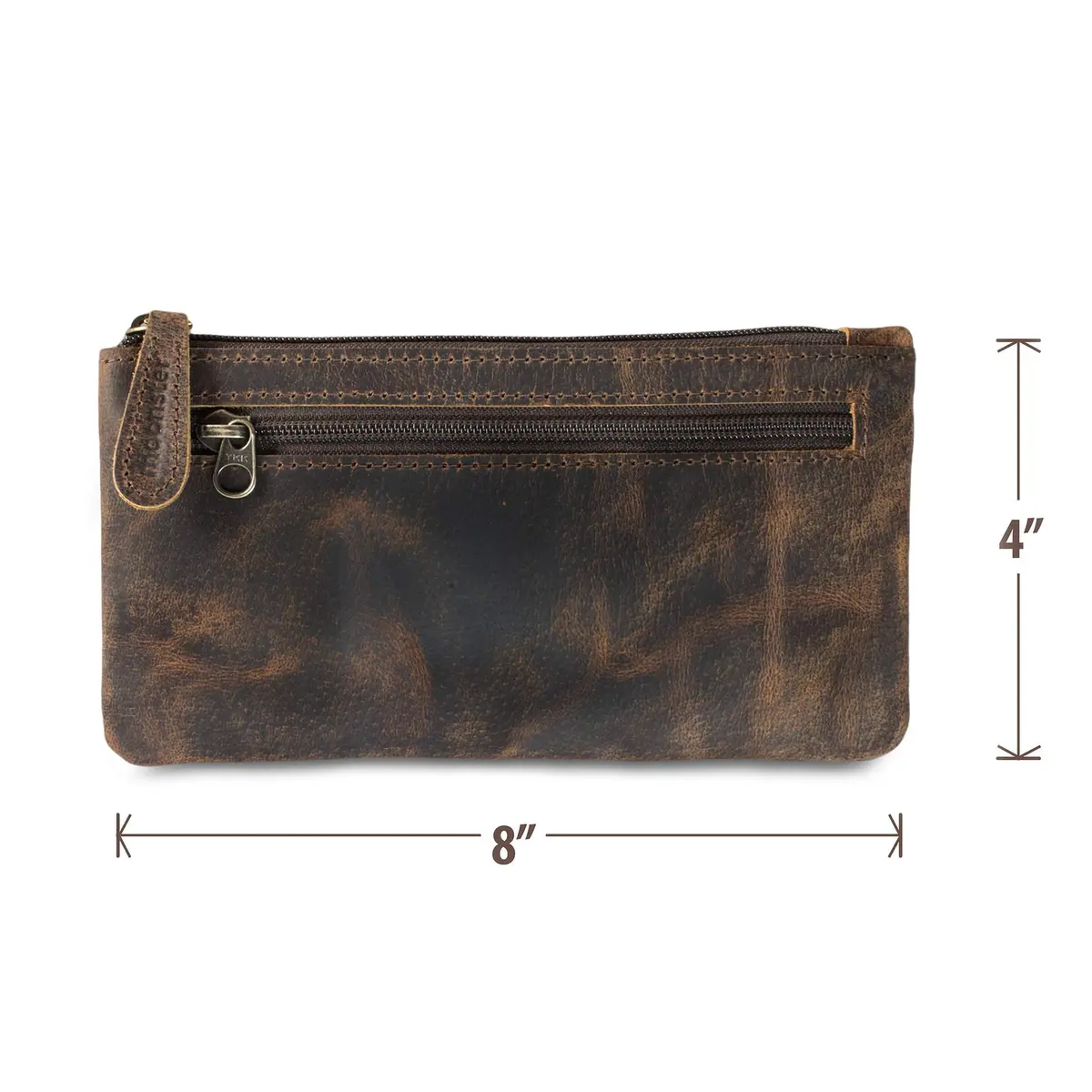 moonster Full-Grain Buffalo Leather Pen Case, 8x4 Inch | Handmade Small Leather Pouch for Pens & Stationery - view 3