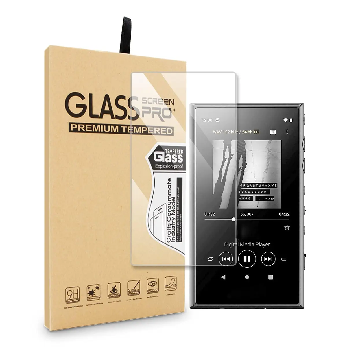 BestforYou Tempered Glass Screen Protector for Sony Walkman NW-A100 Series | 9H Hardness, Crystal Clear, Touch Sensitive - main product image