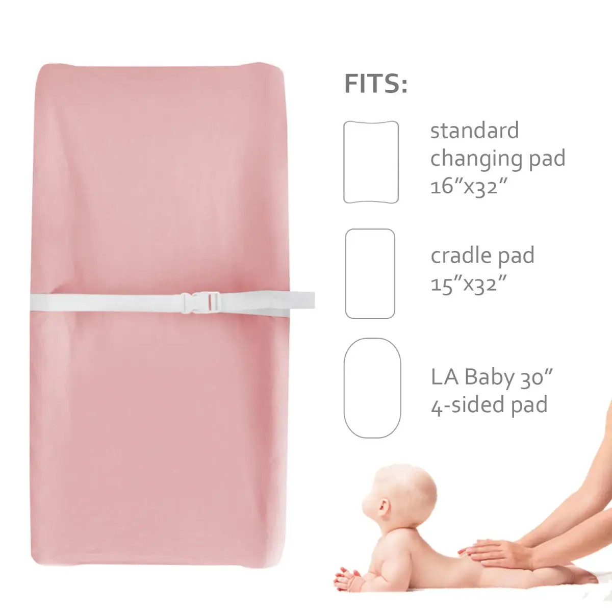Moonsea Pink Cotton Changing Pad Cover 2 Pack 81cm x 41cm (32" x 16") | Soft Breathable Organic Cotton for Baby Girls - view 6