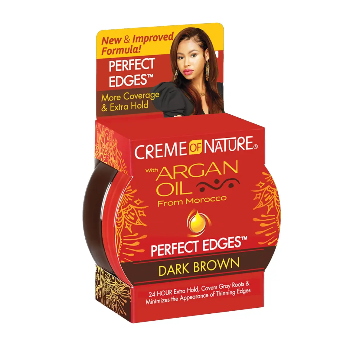Creme of Nature Argan Oil From Morocco Perfect Edges, Dark Brown, 2.25 oz | 24-Hour Firm Hold & Color Coverage - view 2