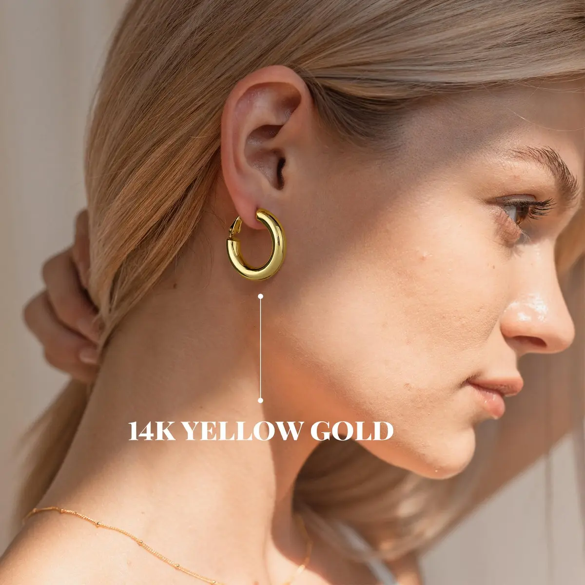 shownii Chunky Gold Hoop Earrings 25mm | 14K Gold Plated Lightweight Jewelry for Women - view 3
