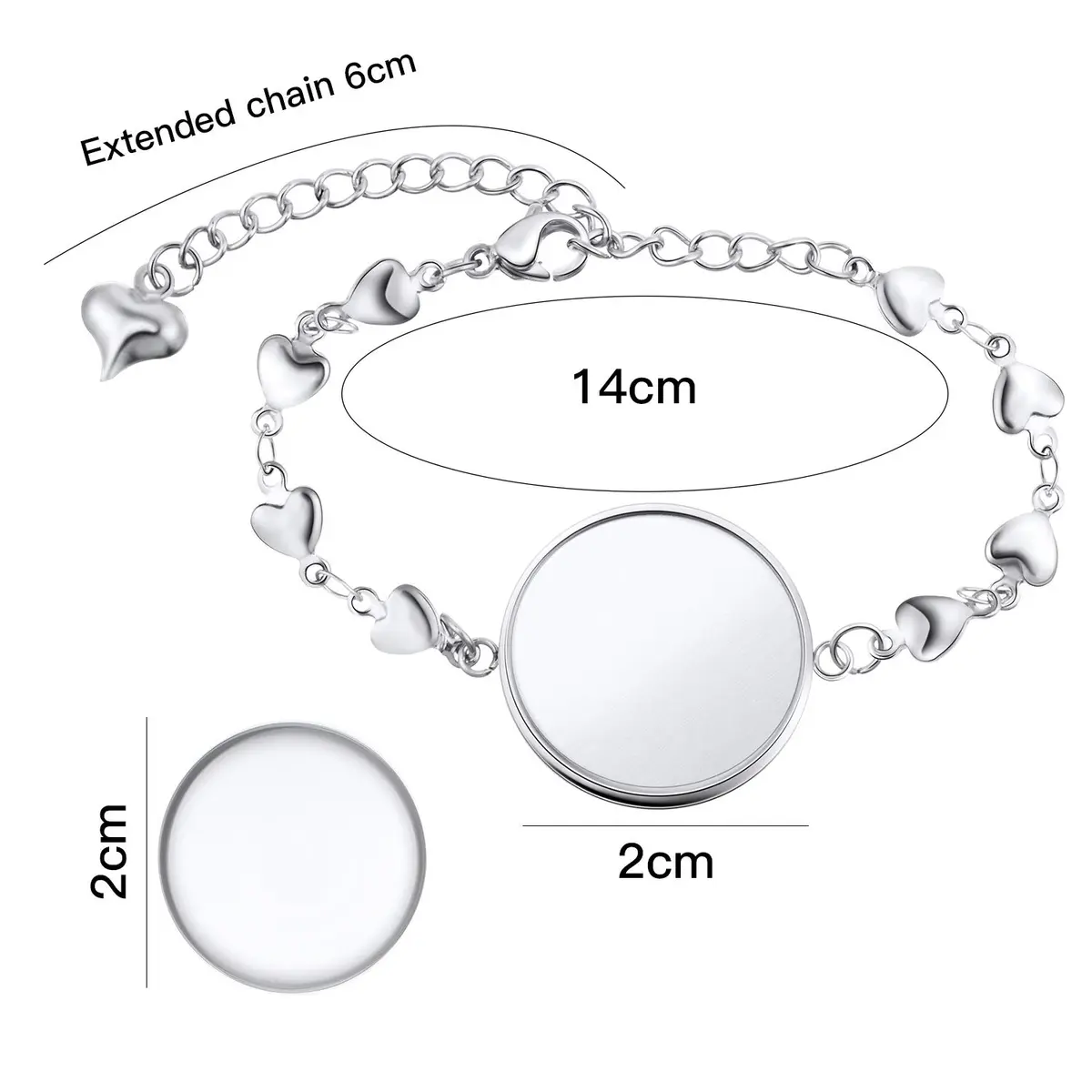 Hicarer 40 Pieces Bracelet Bezel Settings for Jewelry Making | Adjustable, Glass & Stainless Steel | 14cm (5.5 inch) - view 2