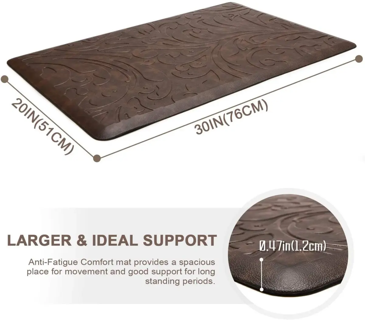 KMAT Anti-Fatigue Kitchen Mat 30" x 20" (76cm x 51cm) | Cushioned Comfort for Home & Office - view 2