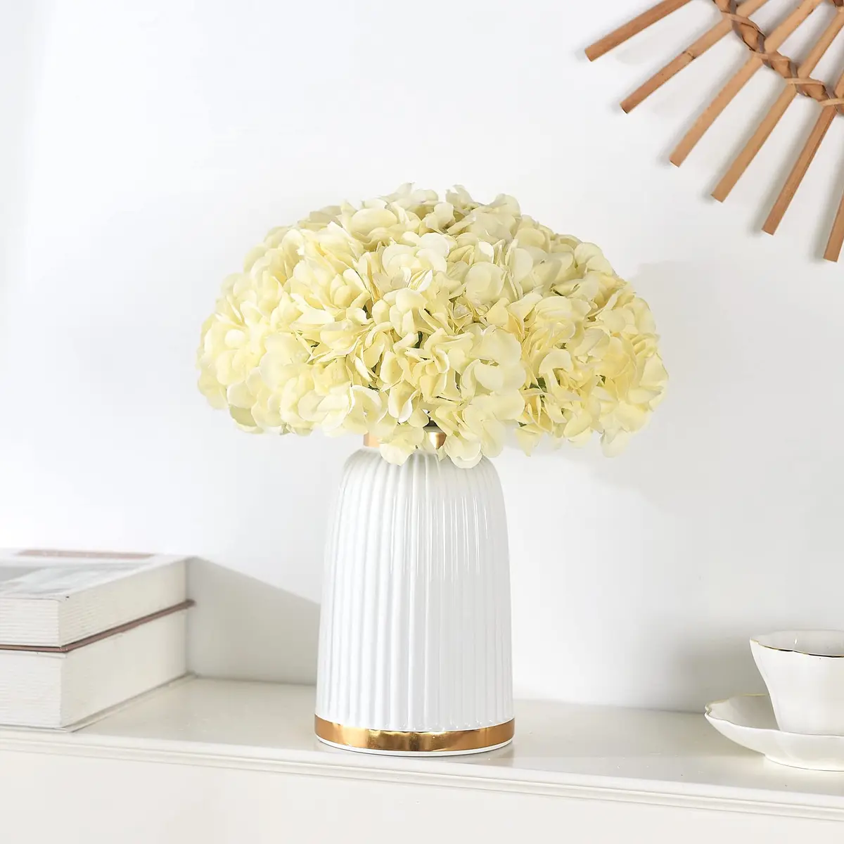 LUSHIDI Silk Hydrangea Heads with Stems 10PCS | Elegant Artificial Flowers for Wedding & Home Decor - view 2