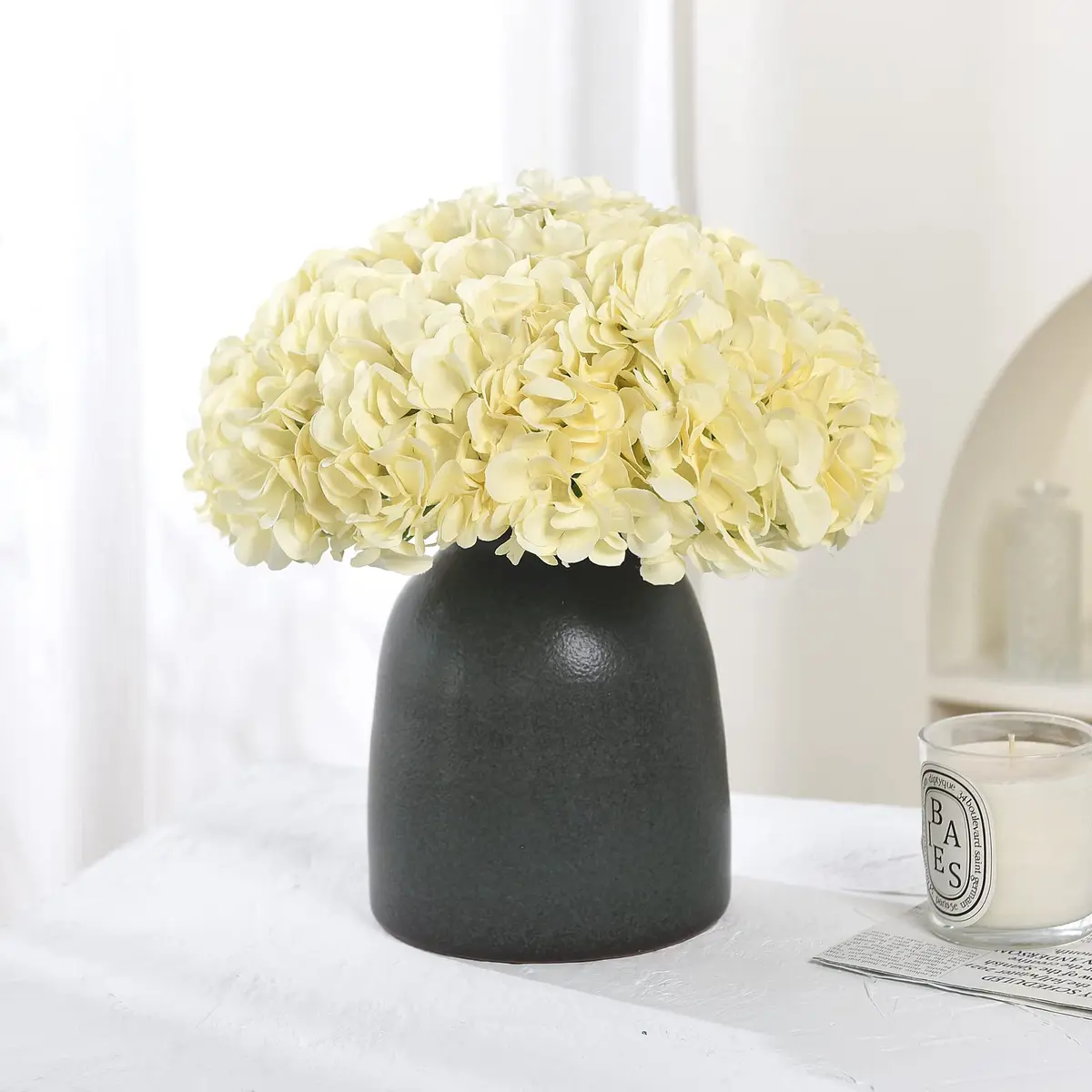 LUSHIDI Silk Hydrangea Heads with Stems 10PCS | Elegant Artificial Flowers for Wedding & Home Decor - view 3