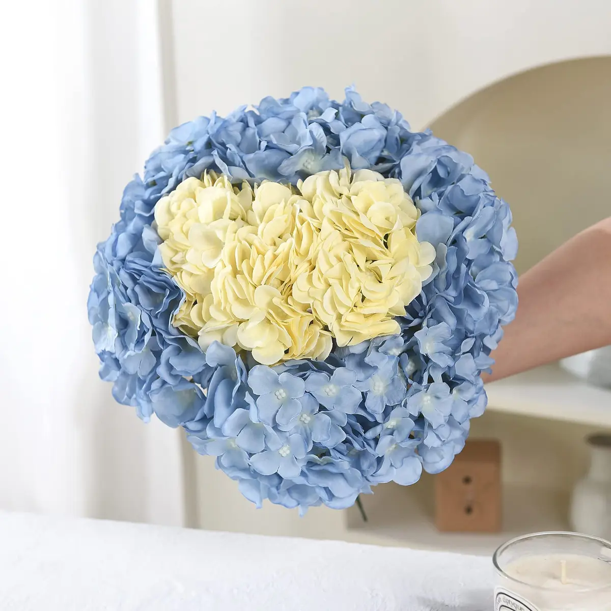 LUSHIDI Silk Hydrangea Heads with Stems 10PCS | Elegant Artificial Flowers for Wedding & Home Decor - view 4