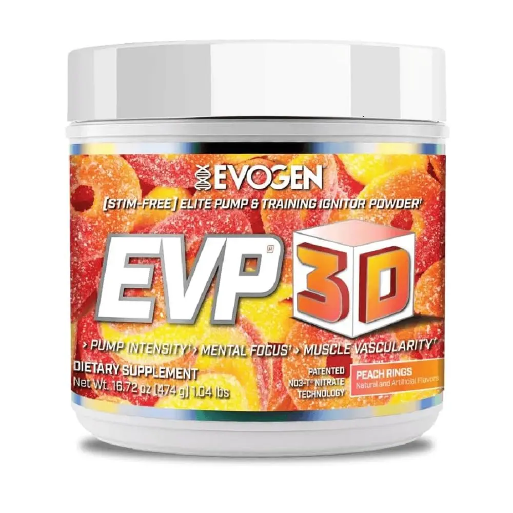 Evogen EVP 3D Stim-Free Pre-Workout Powder 40 Servings | Peach Rings | Caffeine-Free, Arginine Nitrate, L-Citrulline - main product image