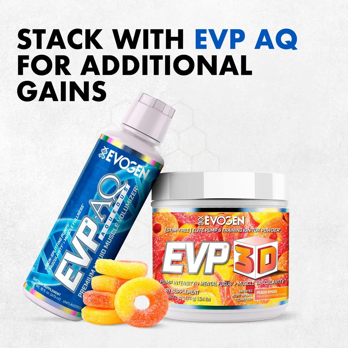 Evogen EVP 3D Stim-Free Pre-Workout Powder 40 Servings | Peach Rings | Caffeine-Free, Arginine Nitrate, L-Citrulline - view 6