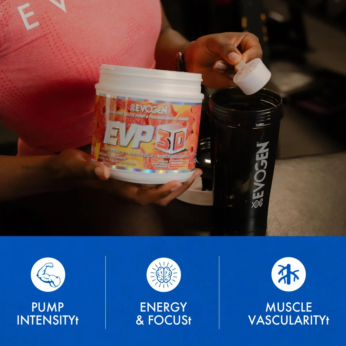Evogen EVP 3D Stim-Free Pre-Workout Powder 40 Servings | Peach Rings | Caffeine-Free, Arginine Nitrate, L-Citrulline - view 4