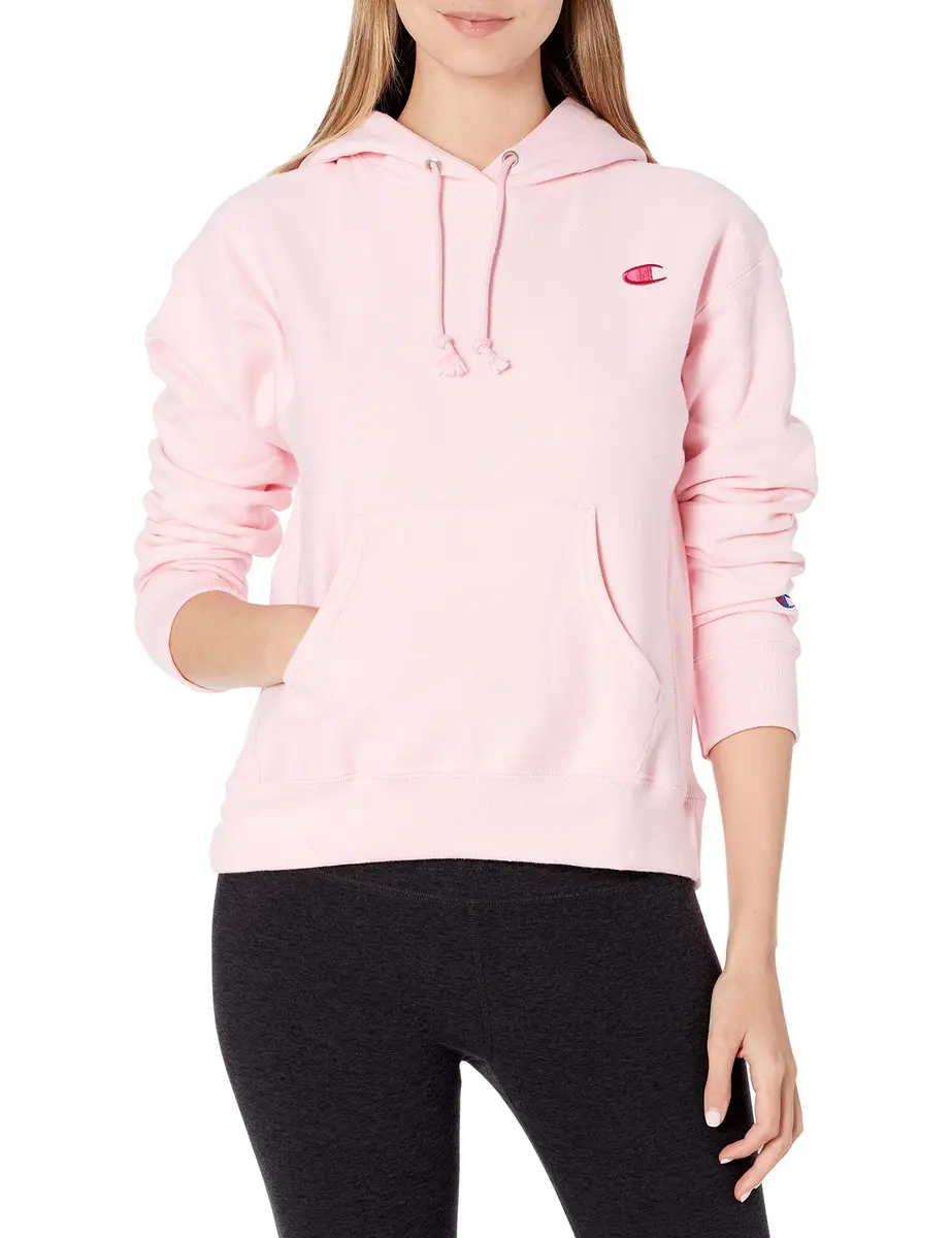 Champion Women's Hoodie, Pink Candy | Relaxed Fit, Cotton-Polyester Blend, 25-inch Length - main product image