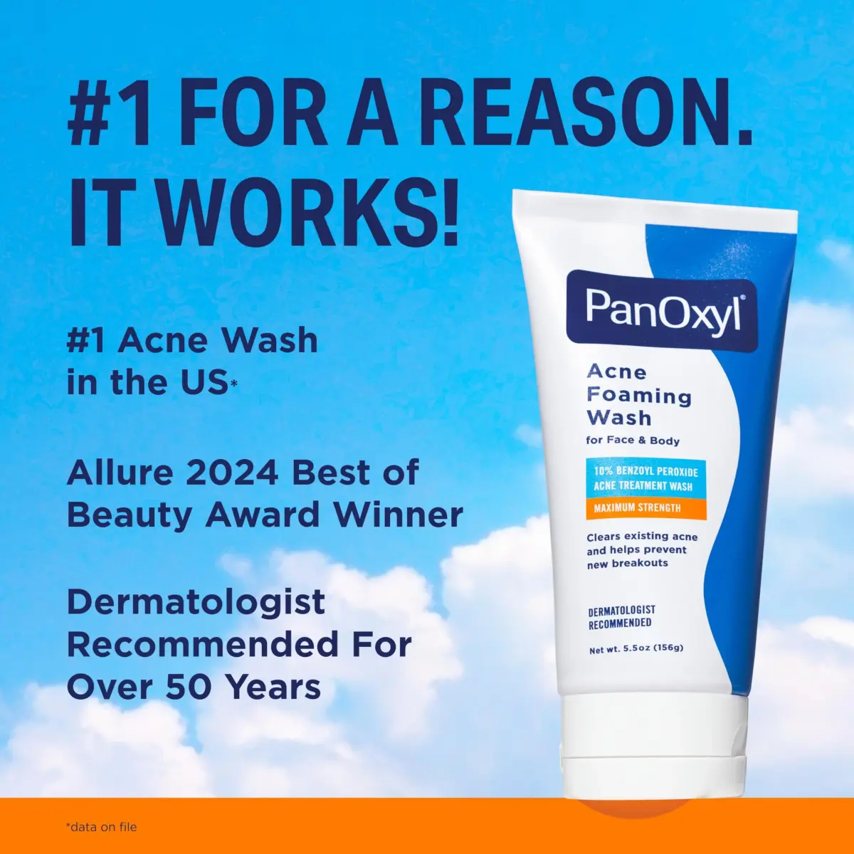 PanOxyl 10% Benzoyl Peroxide Acne Foaming Wash 156g (5.5 Oz) | Maximum Strength Daily Face and Body Cleanser - view 3