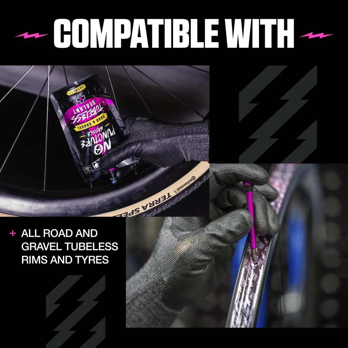 Muc-Off Ultimate Tubeless Setup Kit, Road/Gravel, 21mm Tape, 44mm Valve | Complete Bike Tubeless Conversion - view 4
