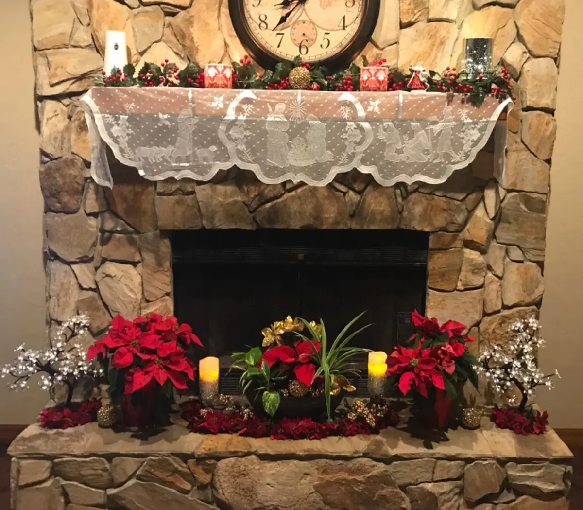 DoubleWood White Lace Jesus Garland Christmas Table Runner 50 cm (20 in) x 228 cm (90 in) | Festive Holiday Decor for Mantles and Tables - view 3