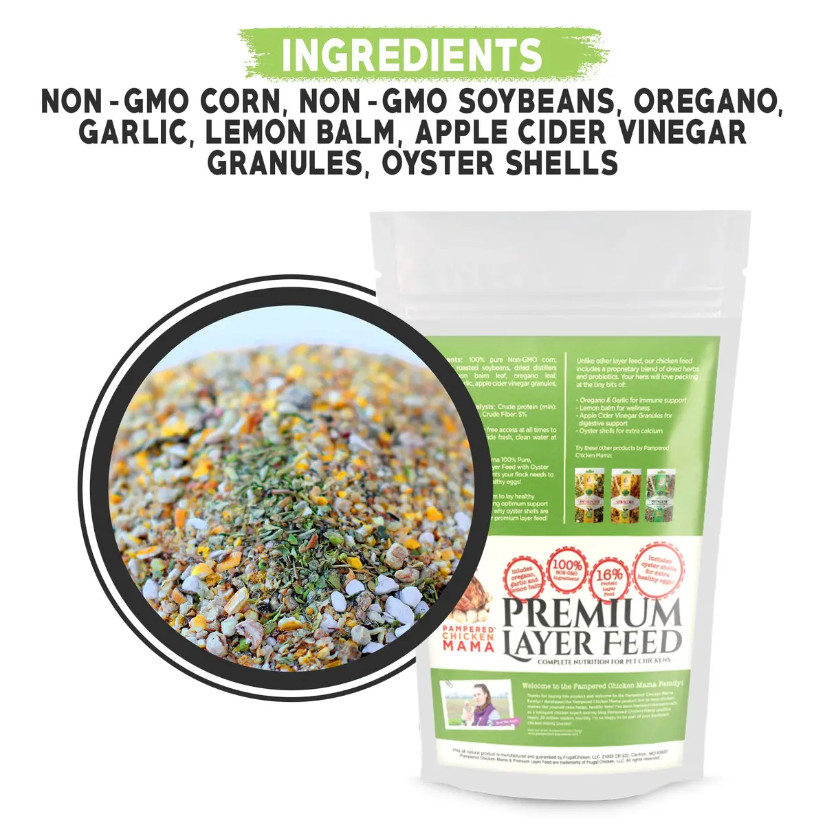 Pampered Chicken Mama Backyard Chicken Feed - Premium Layer Pellets 1280 Fl Oz | High Protein & Calcium - view 7