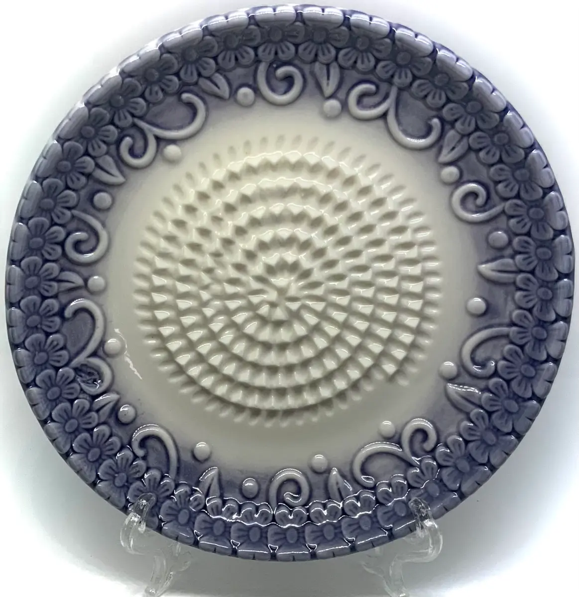 BonCera Premium Ceramic Garlic Grater Plate Set 13.3cm (5.25 Inch) Diameter | Purple Embossed All-in-One 4-Piece Set - view 7