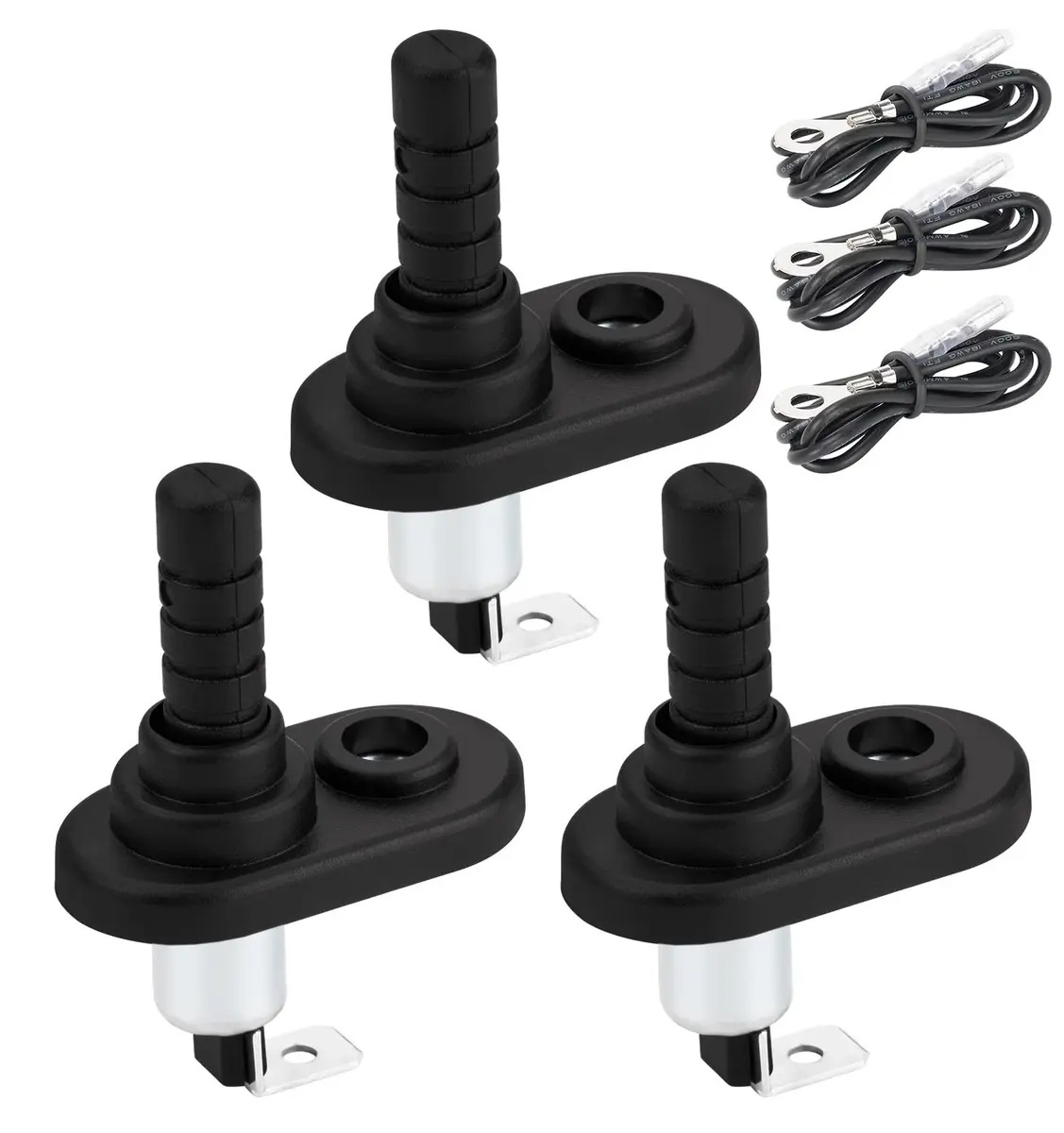 DAIERTEK 3-Pack 12V Door Pin Switch with Rubber Boot | Nickel Plated, 20A, Momentary ON/OFF - main product image