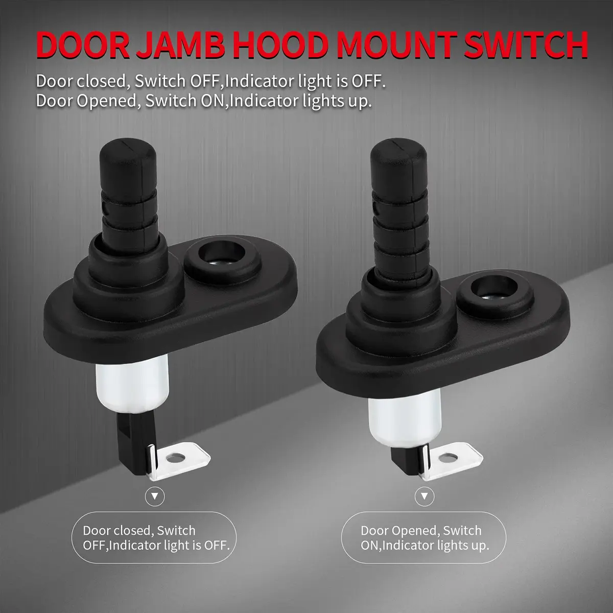 DAIERTEK 3-Pack 12V Door Pin Switch with Rubber Boot | Nickel Plated, 20A, Momentary ON/OFF - view 2