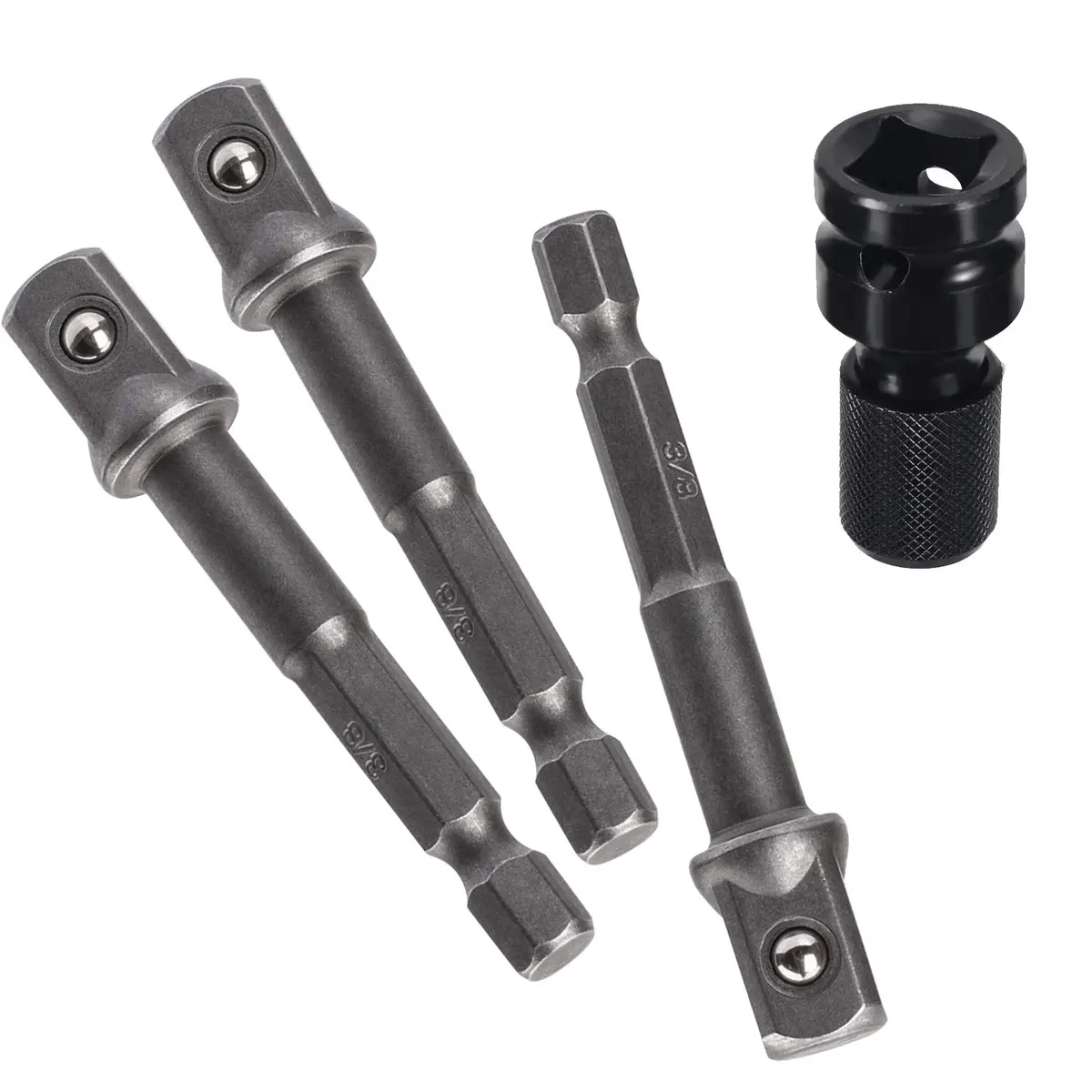 OIIKI 12 Pack 3/8 inch Square Socket Adapter Bit Set | Impact Driver Power Bits for Automotive DIY, 10mm Square Tip, 1/4 Hex Shank - view 3